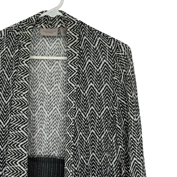 Chico’s EasyWear 3 (Reg 16) Brown/Black/White Lightweight Open Weave Cardigan - Picture 4 of 9